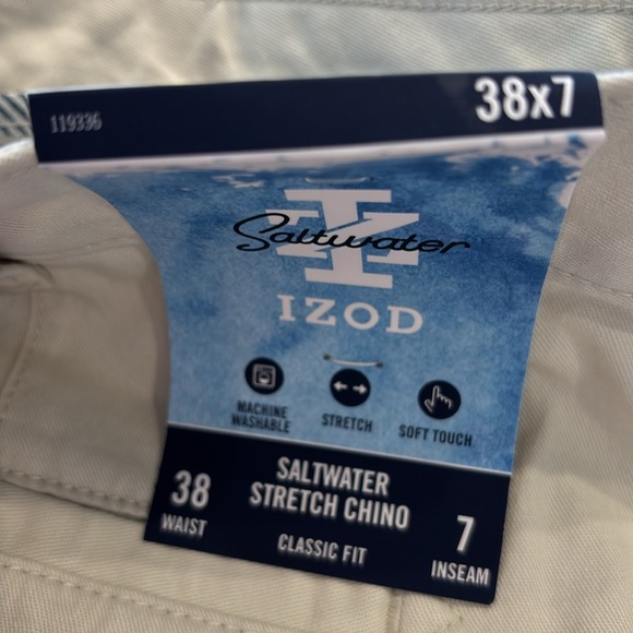 IZOD Men’s Saltwater Stretch Classic Fit Shorts 38 WAIST 7 Inch Inseam NWT - Picture 5 of 6
